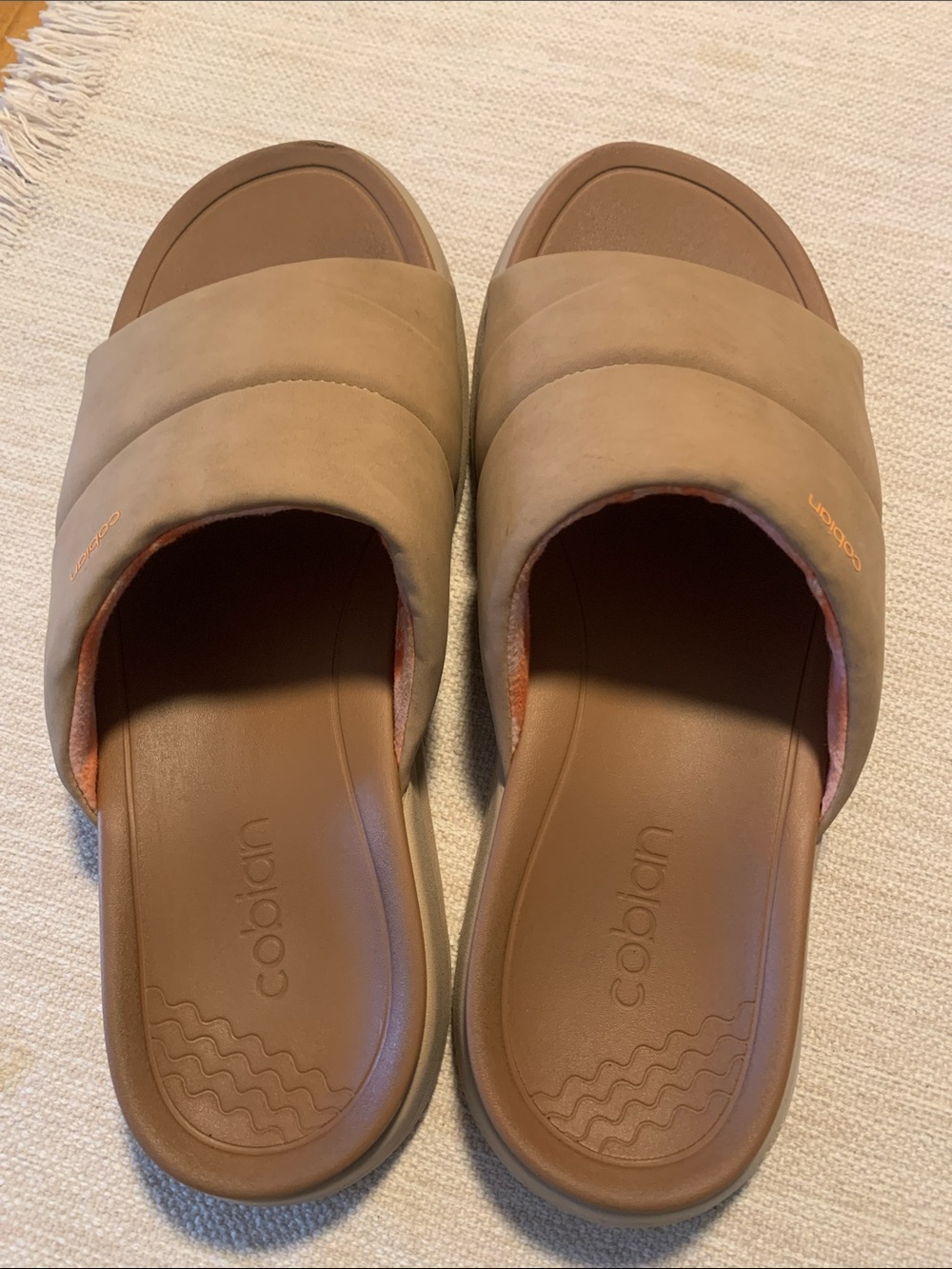 Cobian Women's Tan Padded Slide Sandals